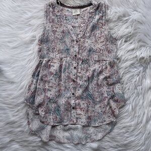 NWOT Knox Rose Paisley Smocked Sleeveless Top XS